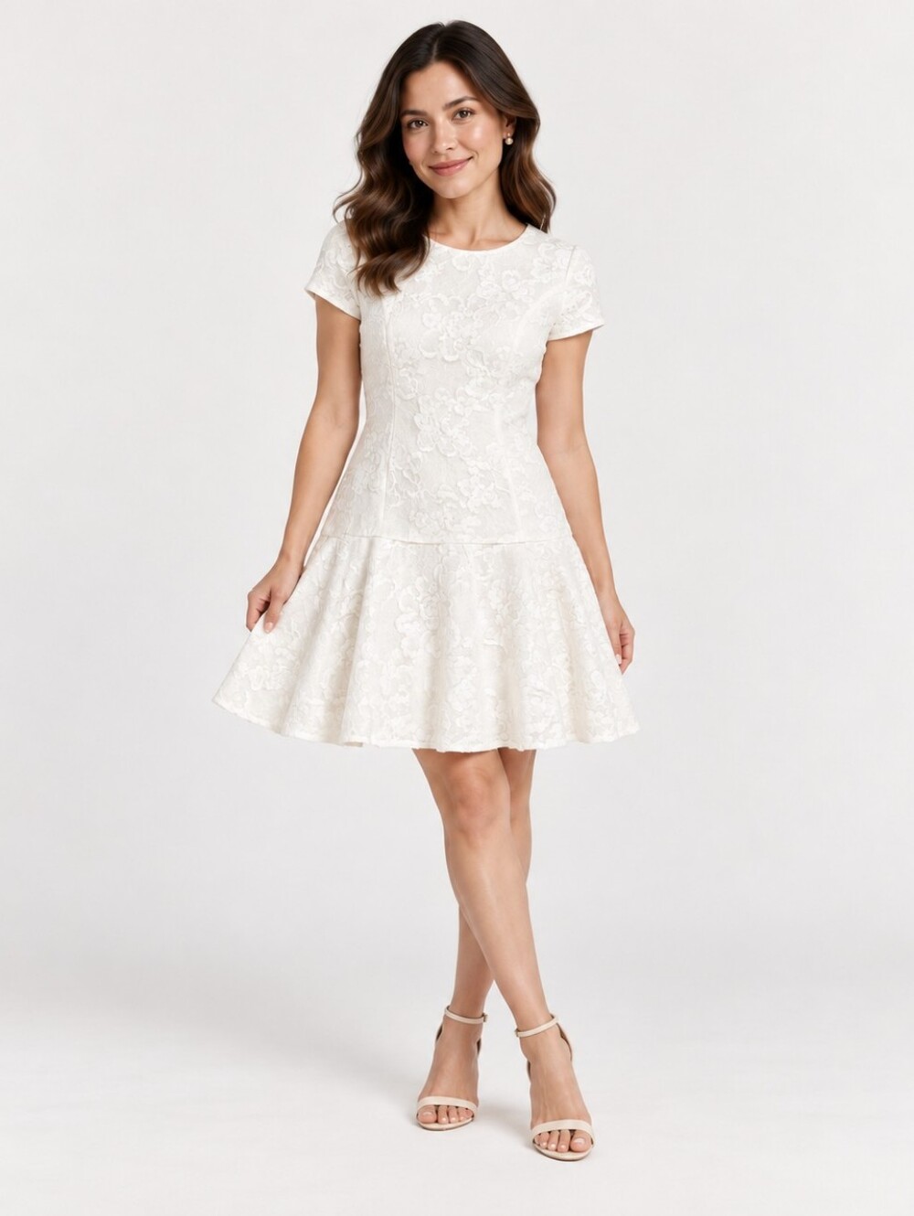 Mustard Seed Women’s Size M White Floral Textured Fit & Flare Dress